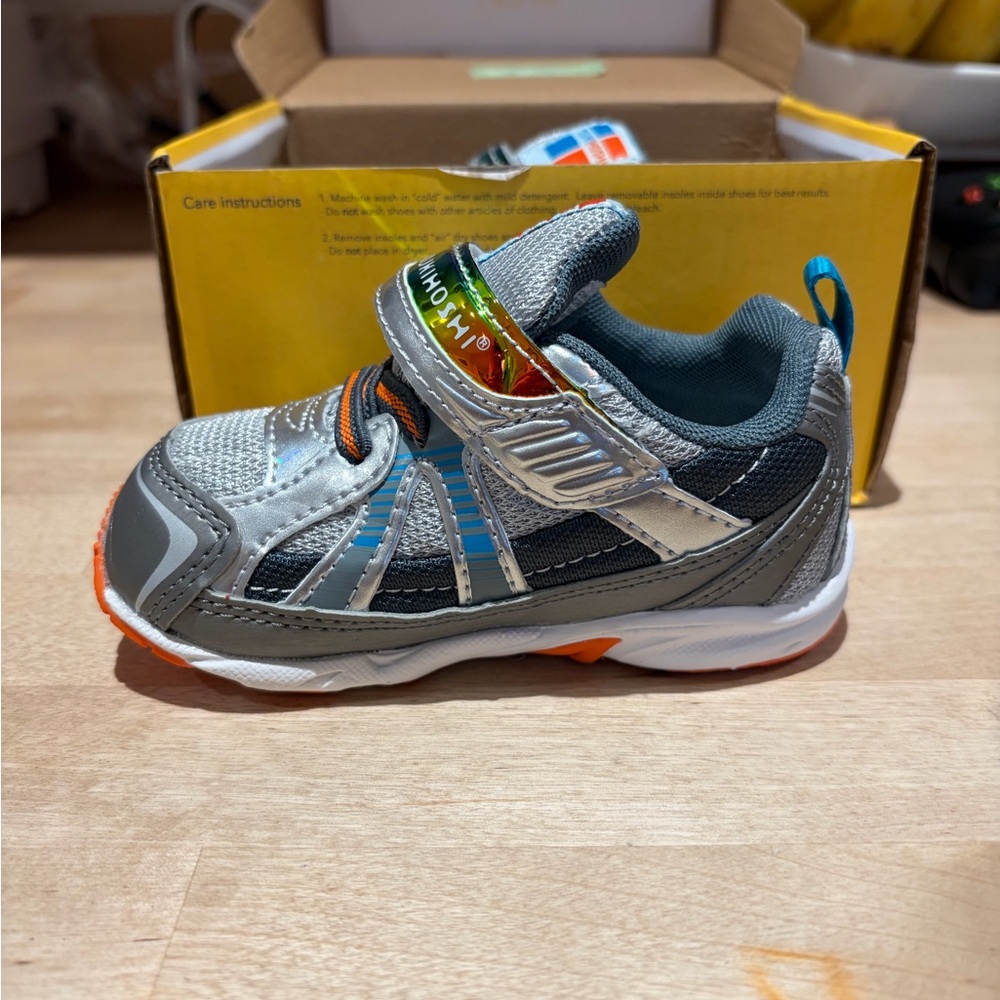 Tsukihoshi Gray and Orange Kids Sneakers